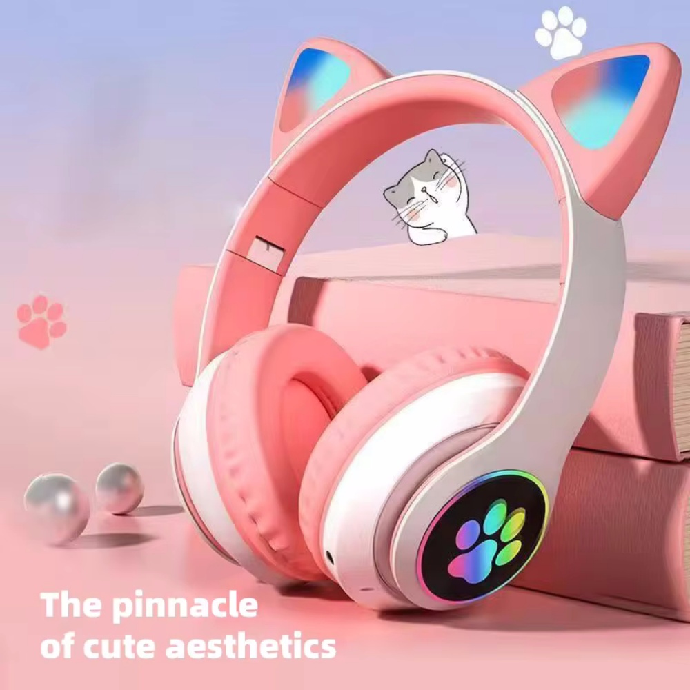 Cat Ear Bluetooth Headset Led - Cute Cat Ear Wireless Headset for