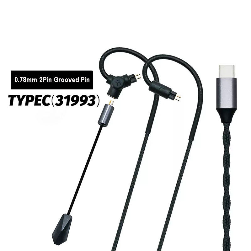 Type C Wired Earphones With Mic - 0.78 QDC MMCX Gaming Earphone Cable