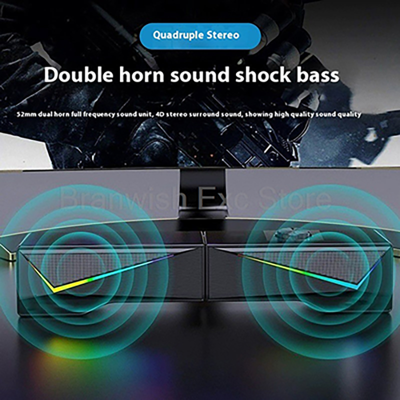 2x2.5W Computer Speaker RGB Li - đánh giá và giá Rgb Computer Soundbar For Pc