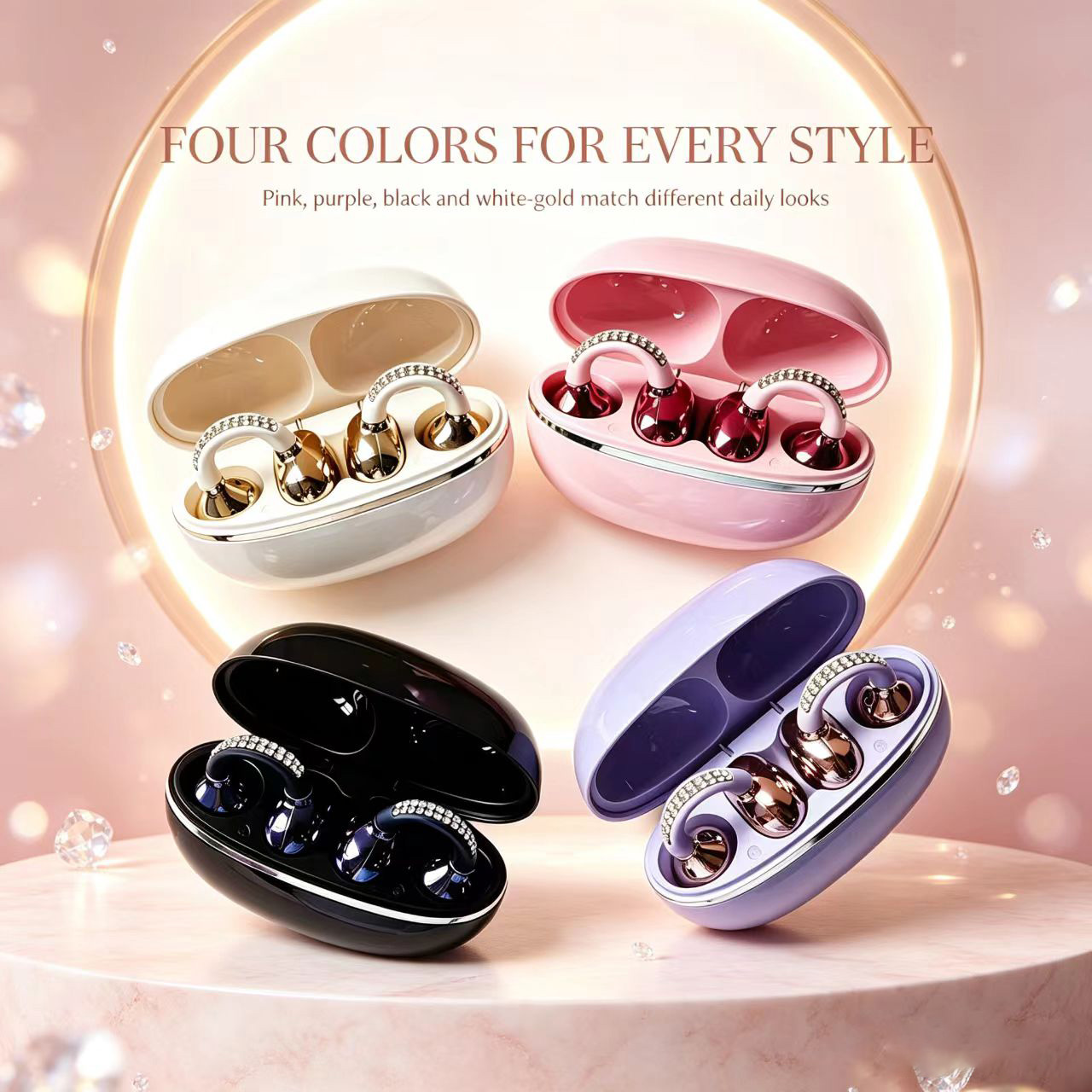 Rhinestone Open Ear Clip Wirel - đánh giá và giá Open Ear Air Conduction Headphones