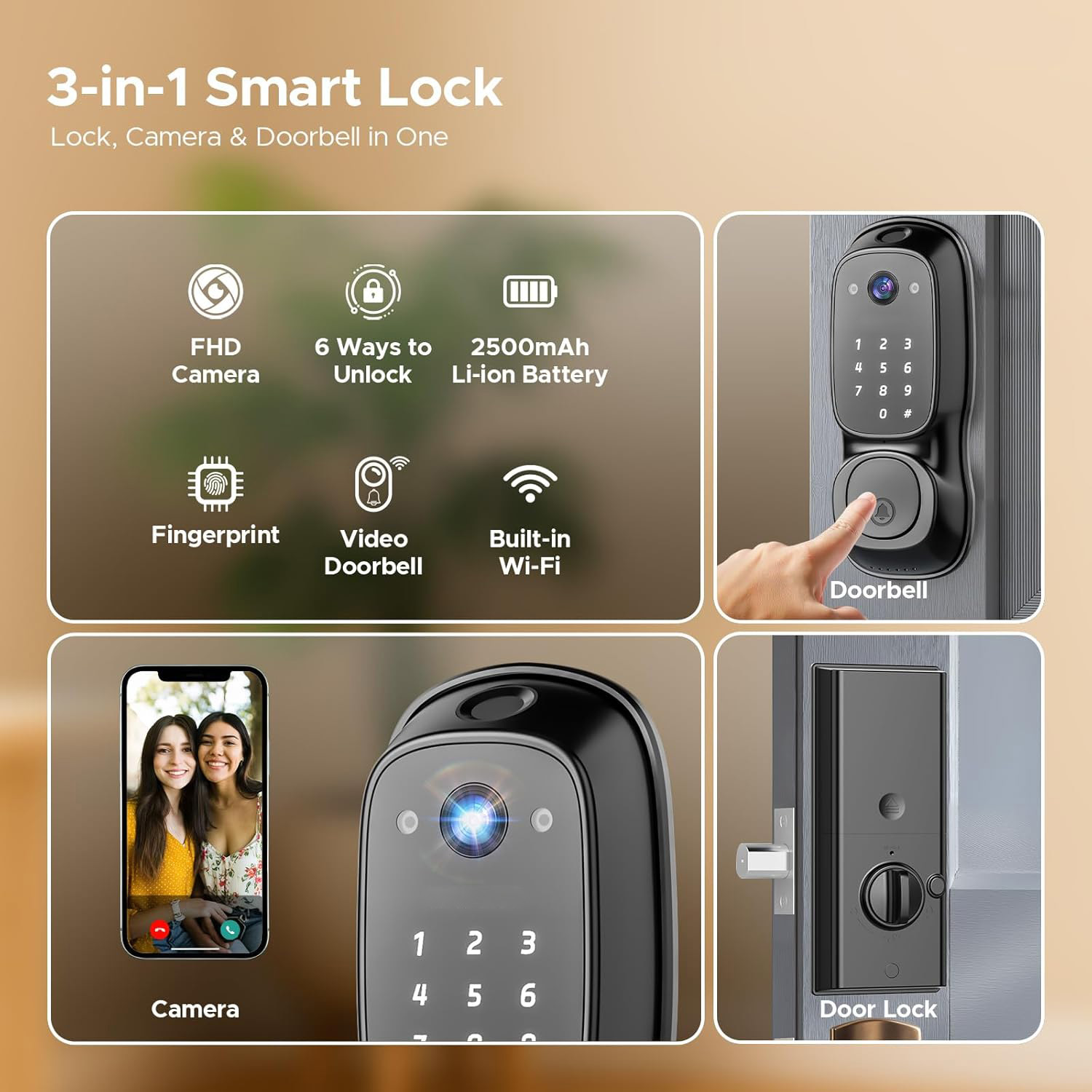 Tuya Wifi Smart Door Lock ‎Cam - đánh giá và giá Cameras