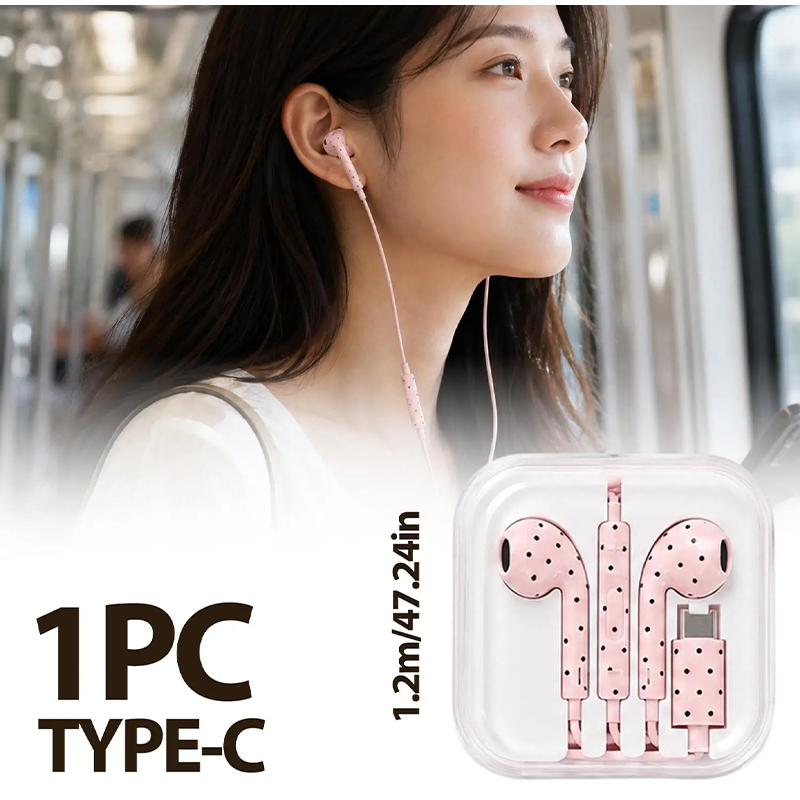 Type C Earphones Polka Dot Sta - đánh giá và giá Type C Wired Earphones With Mic