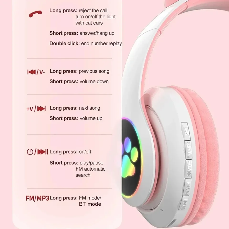 2 Pcs Wireless Headset Bluetoo - đánh giá và giá Cat Ear Bluetooth Headset Led