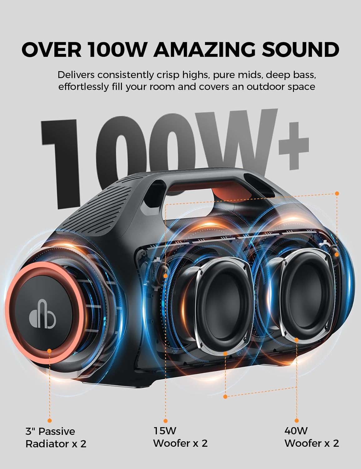 Portable 100W For Bluetooth Sp - đánh giá và giá Portable Bluetooth Speaker Waterproof Ipx7