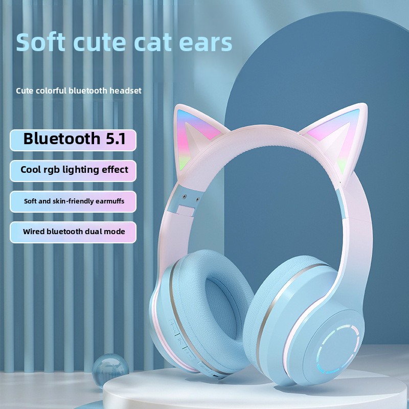 New Best Selling Head-Mounted  - đánh giá và giá Cat Ear Bluetooth Headset Led